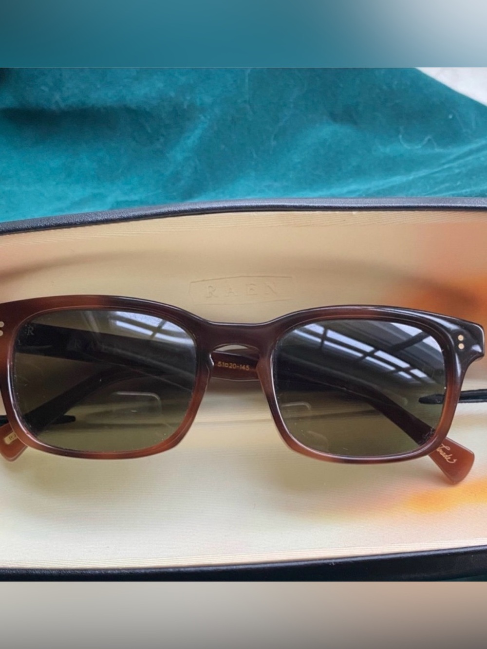 RAEN Brown Square Sunglasses with Dark Green Lenses - Picture 2 of 10